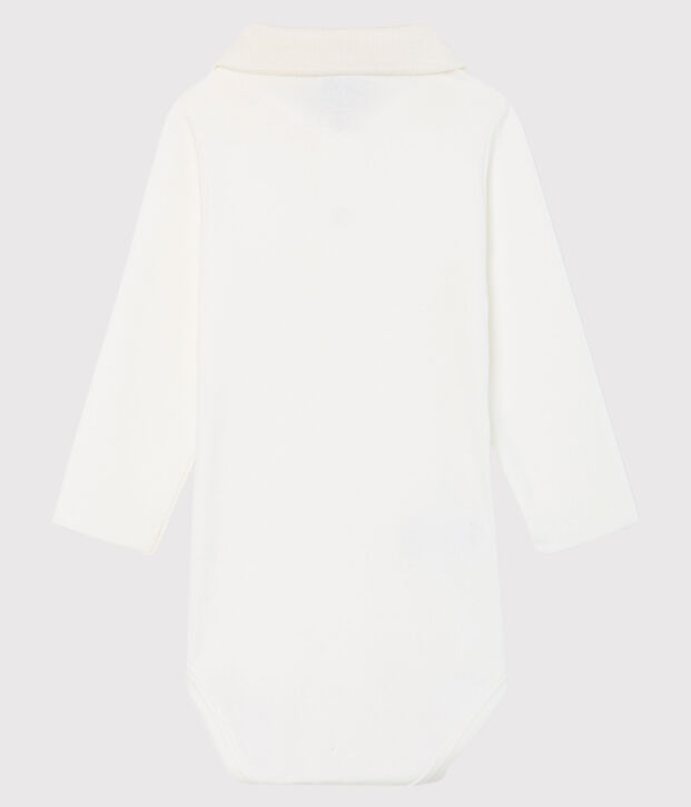 Body manches longues avec col polo b&eacute;b&eacute; gar&ccedil;on blanc