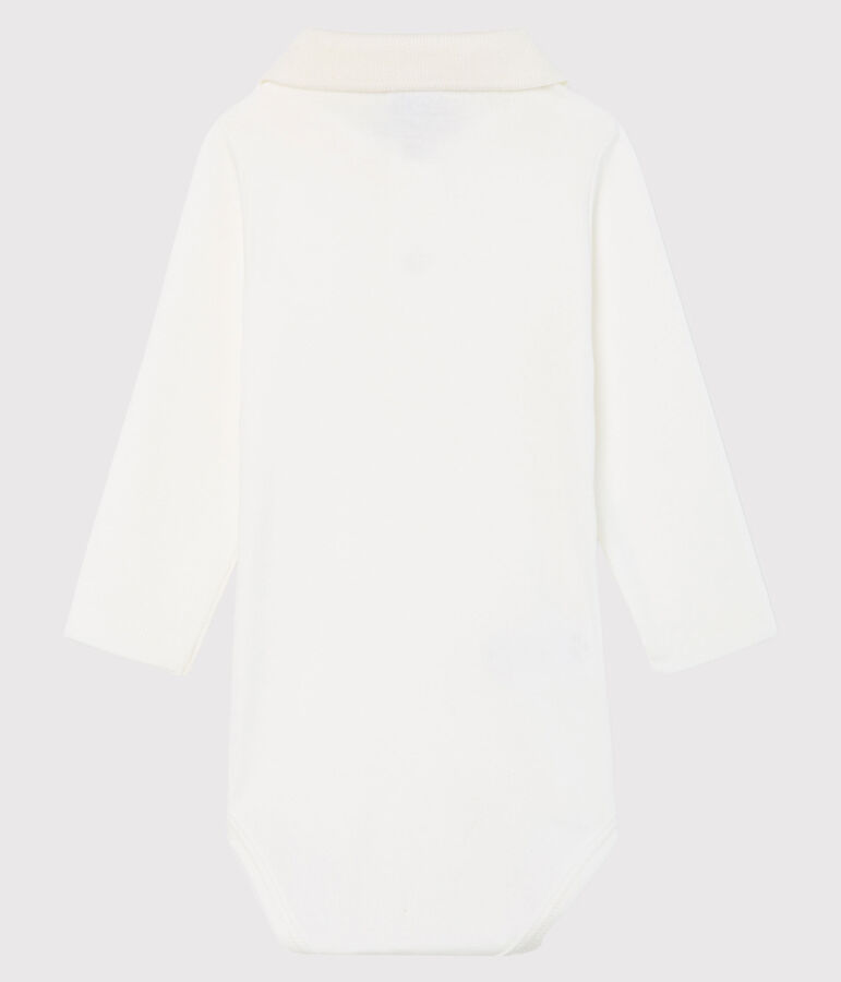 Body manches longues avec col polo b&eacute;b&eacute; gar&ccedil;on blanc