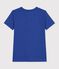 Tee-shirt femme en coton manches courtes uni bleu