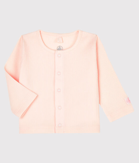 Cardigan bébé en côte 2x2 rose FLEUR