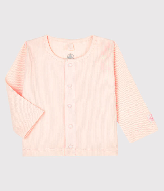 Cardigan b&eacute;b&eacute; en c&ocirc;te 2x2 rose clair