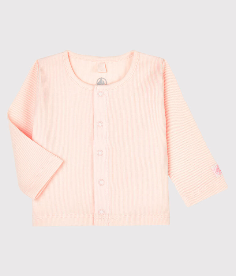 Cardigan b&eacute;b&eacute; en c&ocirc;te 2x2 rose