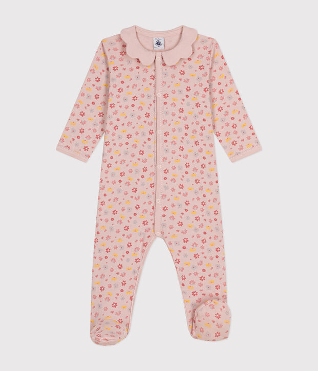 Pyjama imprim&eacute; fleurs en coton b&eacute;b&eacute; rose/multicouleur