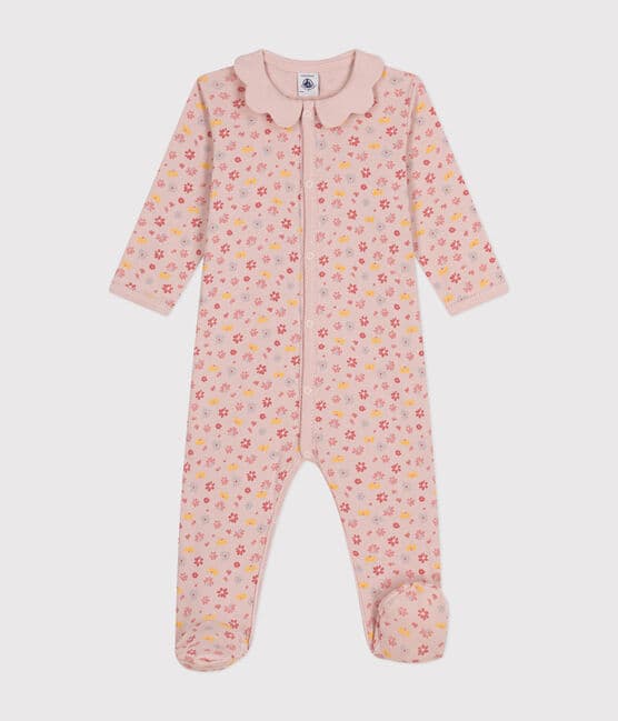 Pyjama imprimé fleurs en coton bébé rose SALINE/blanc MULTICO