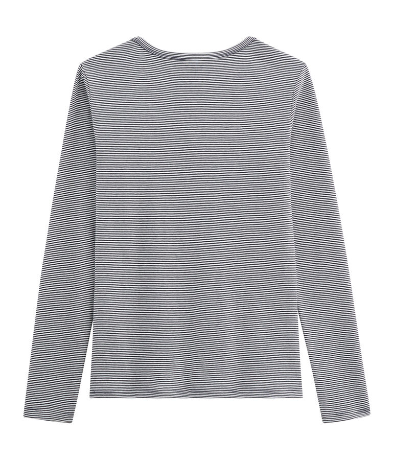 Tee shirt manches longues iconique femme bleu/blanc