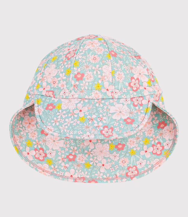 Casquette Anti-UV  b&eacute;b&eacute; imprim&eacute; fleurs bleu/multicouleur