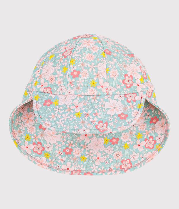 Casquette Anti-UV  b&eacute;b&eacute; imprim&eacute; fleurs bleu/multicouleur