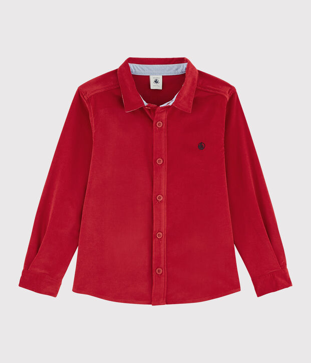 Chemise en velours enfant gar&ccedil;on rouge