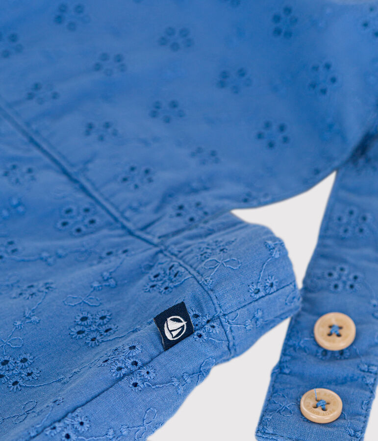 Salopette courte en broderie anglaise b&eacute;b&eacute; bleu GAULOISE