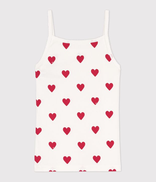 Chemise &agrave; bretelles L'ICONIQUE en coton BIO Femme blanc/rouge