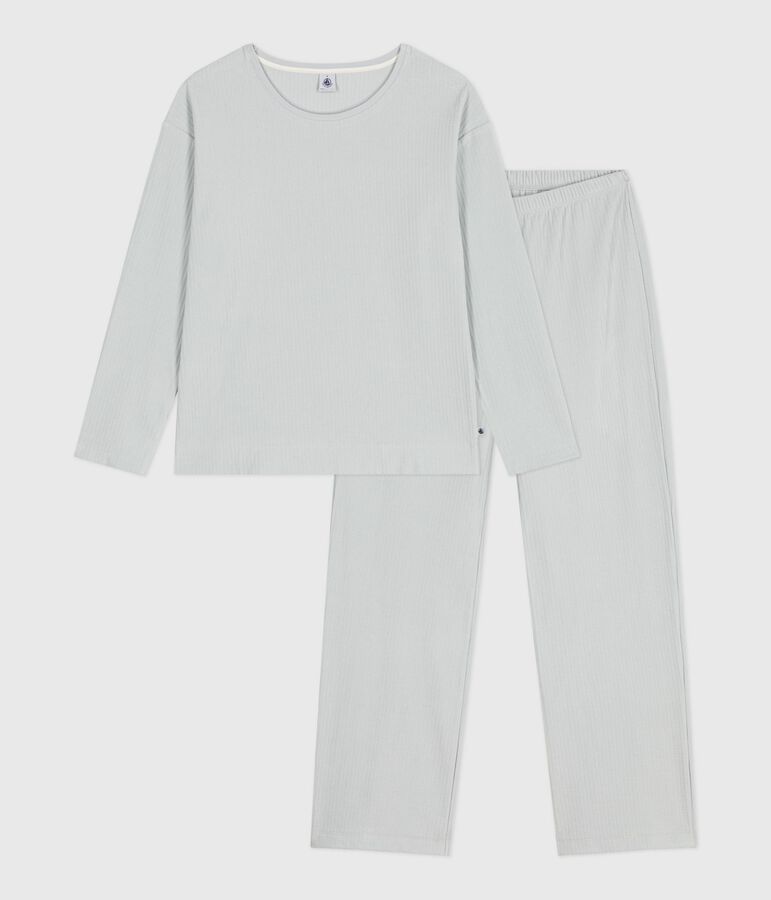 Pyjama femme en velours uni jambe droite bleu CO2