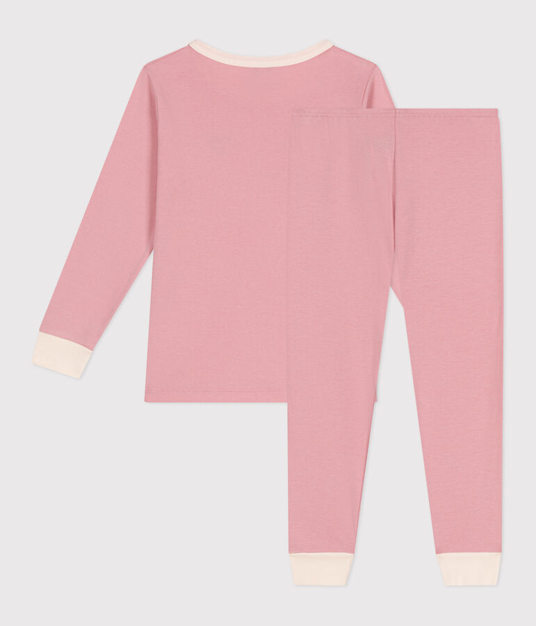 Pyjama enfant en coton manches longues uni rose CHARME