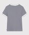 Tee-shirt femme en coton manches courtes &agrave; rayures bleu/blanc