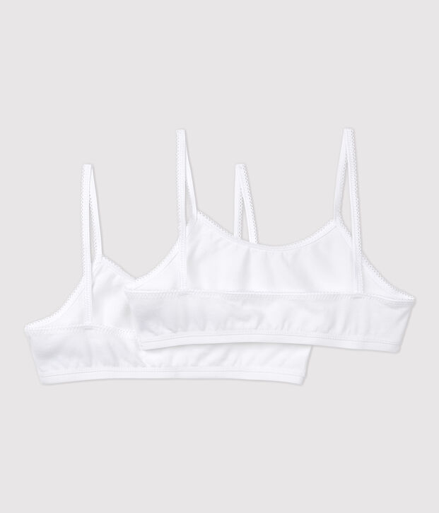 Lot de 2 brassi&egrave;res blanches petite fille multicouleur