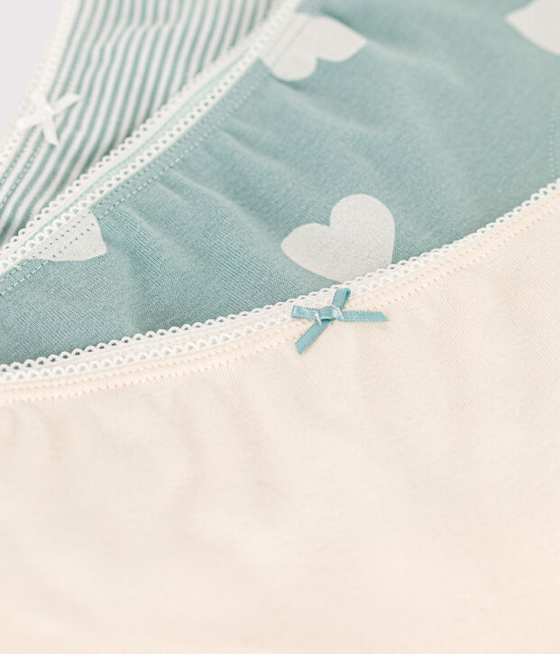 Lot de 3 shorties c&oelig;ur en coton petite fille multicouleur