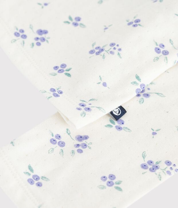 Cardigan enfant en coton &agrave; fleurs &eacute;cru/multicouleur