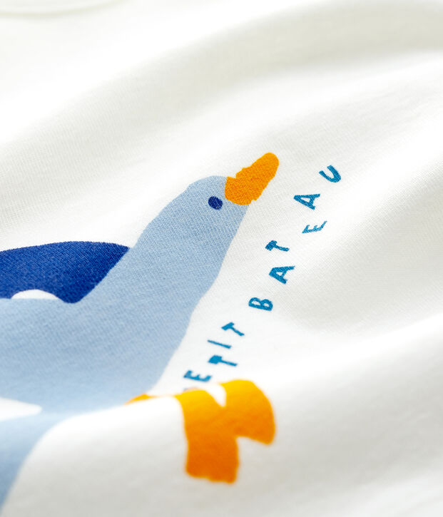 Tee-shirt manches courtes en c&ocirc;te b&eacute;b&eacute; gar&ccedil;on blanc