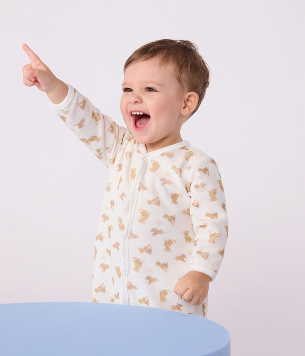 Pyjama b&eacute;b&eacute; en velours imprim&eacute; l&eacute;opards blanc/multicouleur