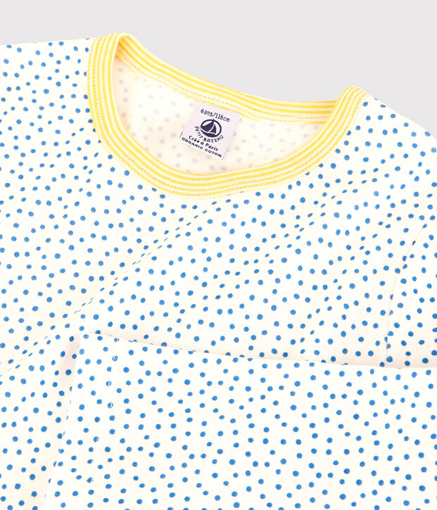 Pyjama &agrave; motifs en coton enfant blanc/bleu