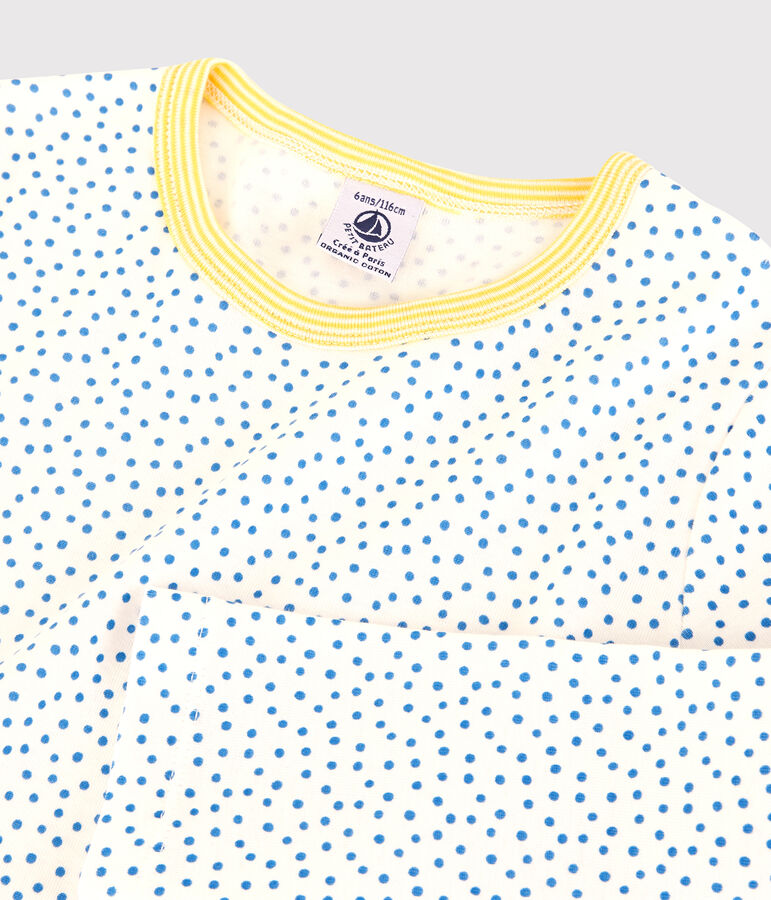 Pyjama &agrave; motifs en coton enfant blanc MARSHMALLOW/bleu BRASIER