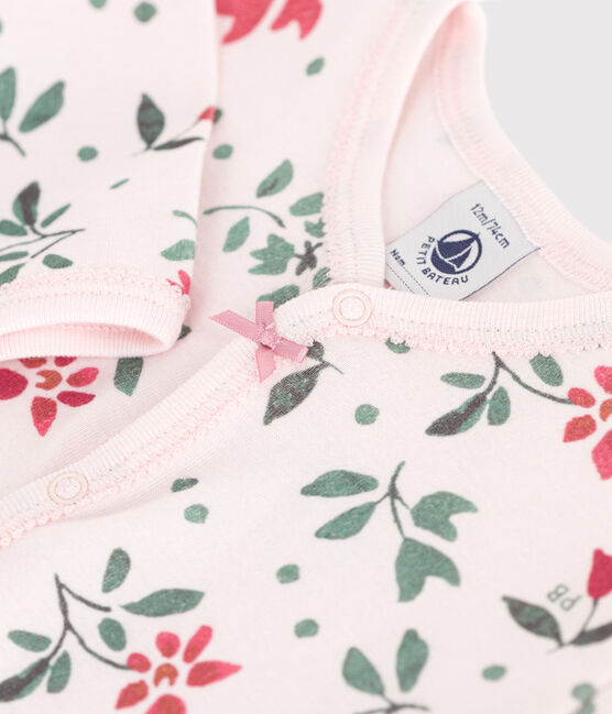 Pyjama bébé en coton sans pieds fleuri rose FLEUR/blanc MULTICO