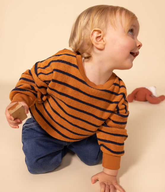 Sweatshirt en bouclette éponge rayée bébé ECUREUIL/ SMOKING