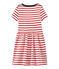 Robe fille rayée blanc MARSHMALLOW/rouge TERKUIT