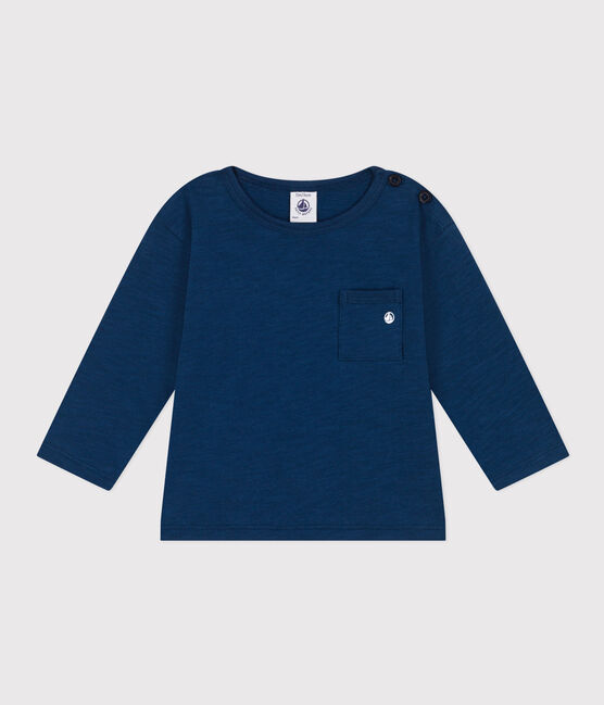 Tee-shirt manches longues en jersey flammé bébé bleu INCOGNITO