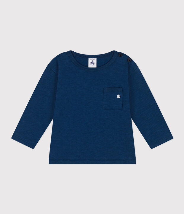 Tee-shirt manches longues en jersey flamm&eacute; b&eacute;b&eacute; bleu