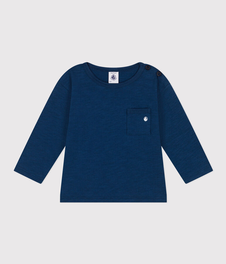 Tee-shirt manches longues en jersey flamm&eacute; b&eacute;b&eacute; bleu