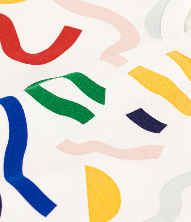 Combinaison courte en molleton b&eacute;b&eacute; blanc MARSHMALLOW/blanc MULTICO