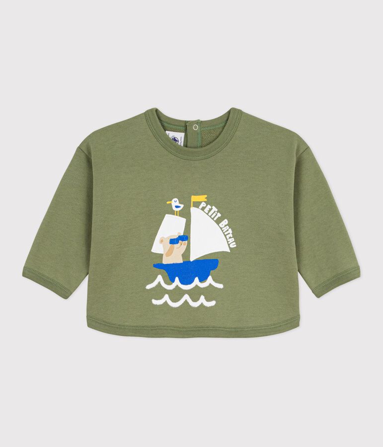Sweatshirt &agrave; capuche b&eacute;b&eacute; en coton &agrave; motifs vert OLIVINE
