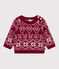 Pull bébé en laine et coton à motifs rouge AMARANTE/ AVALANCHE