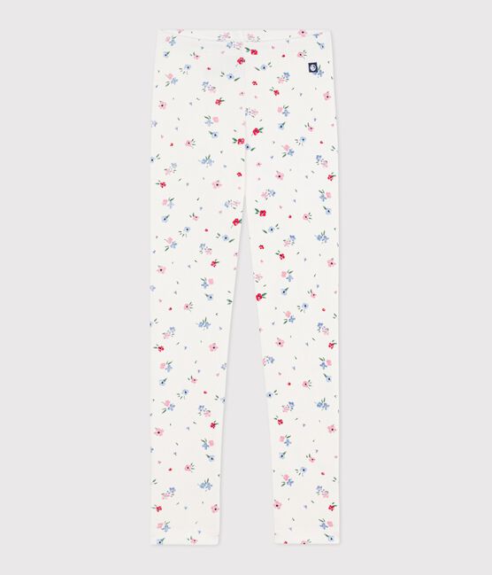 Legging enfant en coton imprimé fleurs blanc MARSHMALLOW/blanc MULTICO