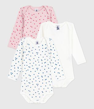 Petit Bateau Lot De 3 Bodies Manches Longues Coton Imprimé Fleuri Pour Bébé Fille