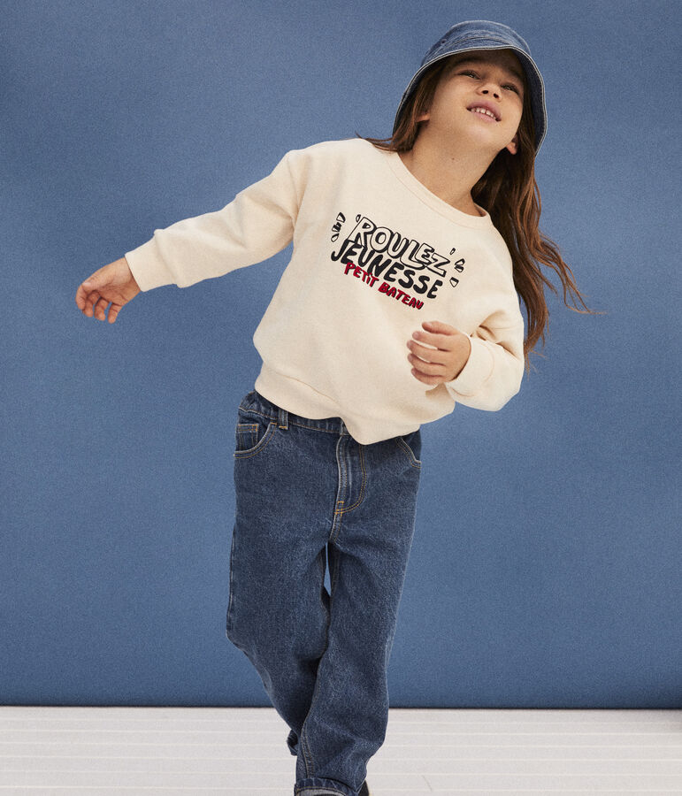 Sweatshirt imprim&eacute; en molleton enfant fille / gar&ccedil;on bleu SMOKING