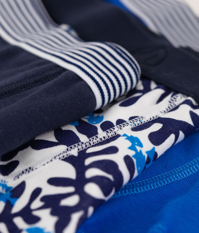 Lot de 3 boxers bleus petit gar&ccedil;on en coton multicouleur