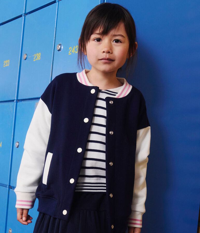 Veste teddy enfant en coton uni bleu SOIR