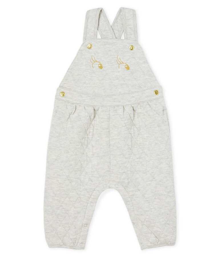 Salopette longue b&eacute;b&eacute; fille en tubique matelass&eacute; gris