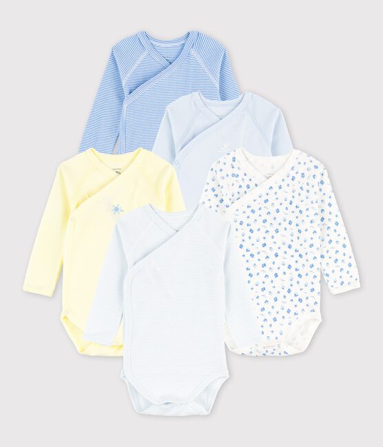 Lot de 5 bodies croisés manches longues bébé en coton biologique variante 2