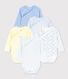 Lot de 5 bodies croisés manches longues bébé en coton biologique