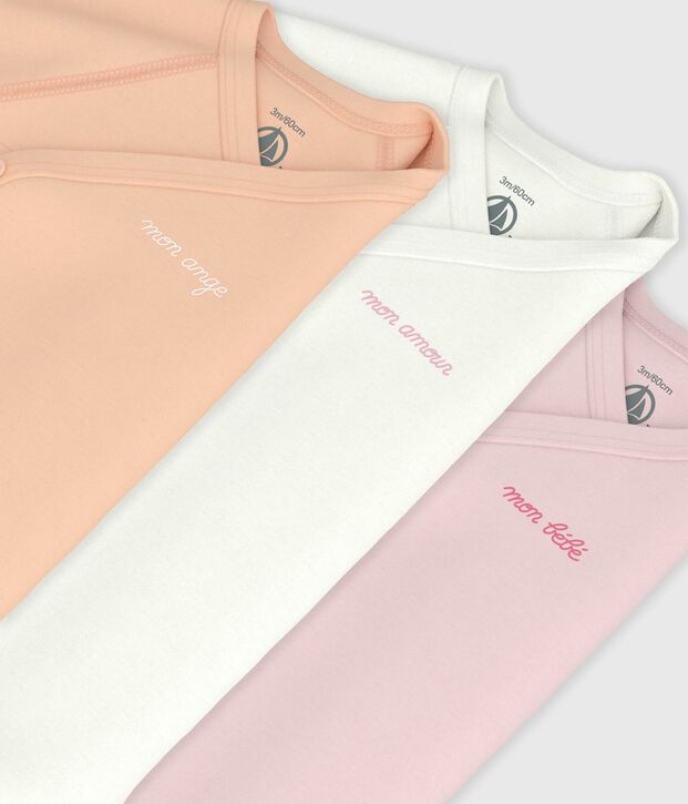 Lot de bodies crois&eacute;s manches longues en coton imprim&eacute; b&eacute;b&eacute; multicouleur