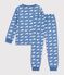 Pyjama enfant en molleton imprim&eacute; baleines bleu/blanc