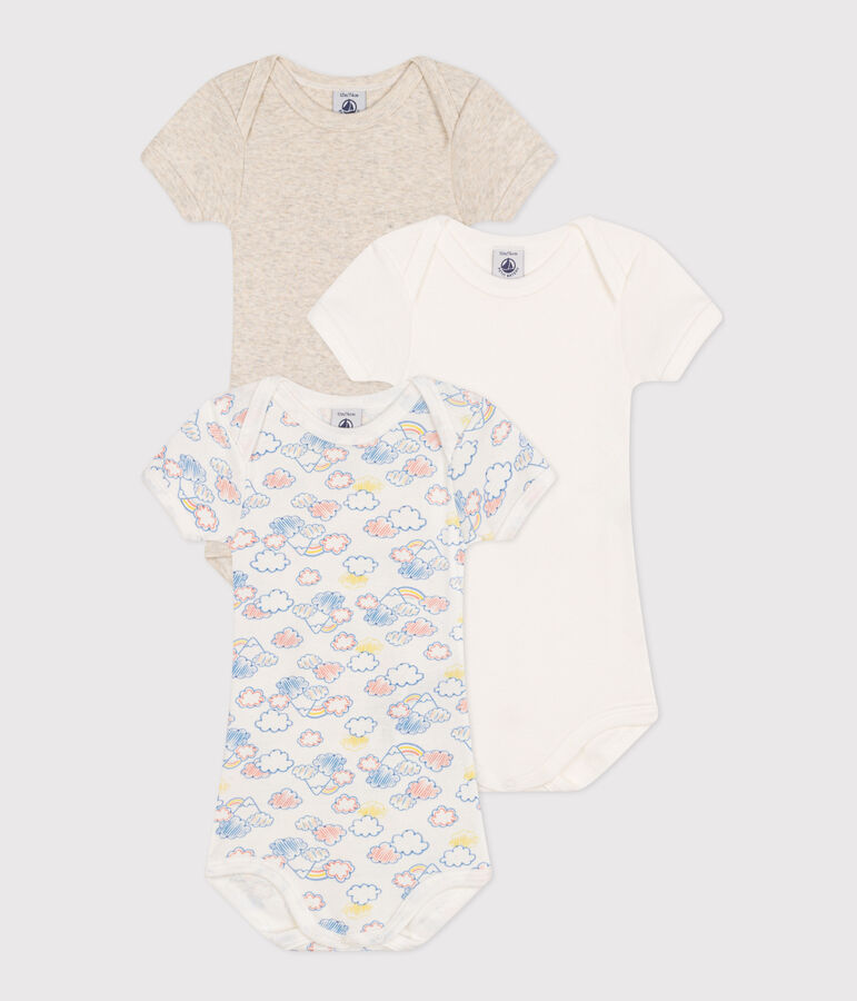 Lot de 3 bodies manches courtes arc-en-ciel en coton b&eacute;b&eacute; multicouleur