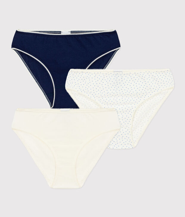 Lot de 3 culottes &agrave; pois en coton et &eacute;lasthanne fille multicouleur