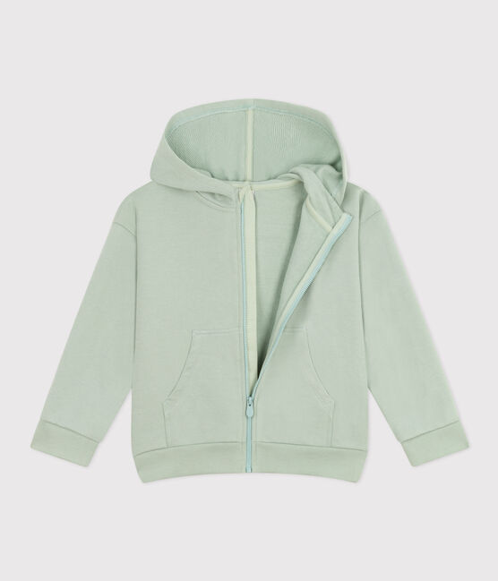 Sweatshirt zippé à capuche en molleton enfant garçon vert HERBIER