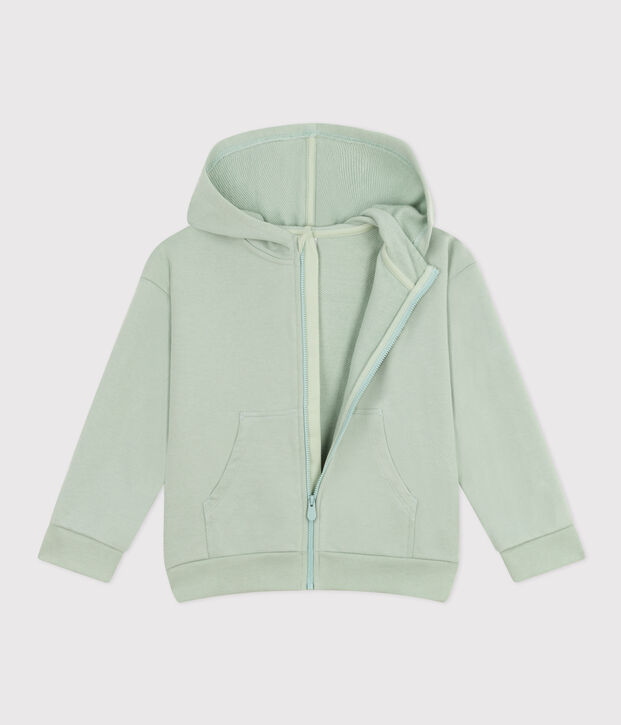 Sweatshirt zipp&eacute; &agrave; capuche en molleton enfant gar&ccedil;on vert