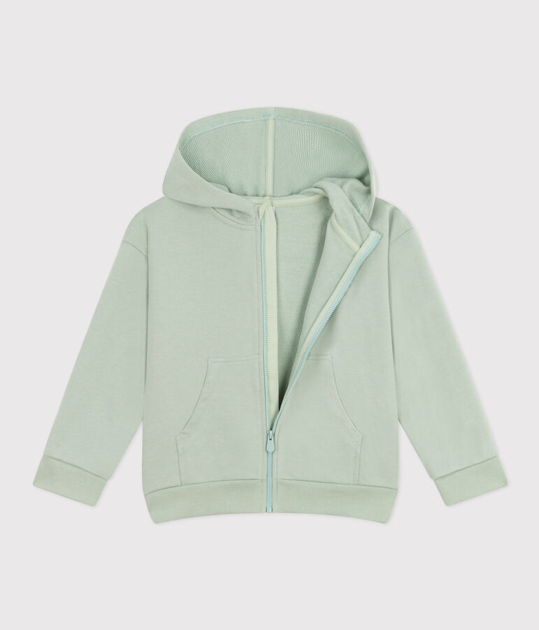 Sweatshirt zipp&eacute; &agrave; capuche en molleton enfant gar&ccedil;on vert