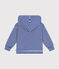 Sweatshirt rayé à capuche en bouclette éponge enfant bleu SURF/ AVALANCHE