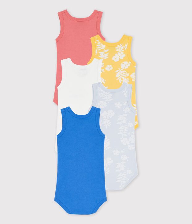 Lot de 5 bodies hawa&iuml; sans manches en coton multicouleur